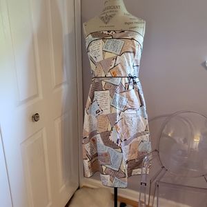 JCREW strapless mail stamped dress